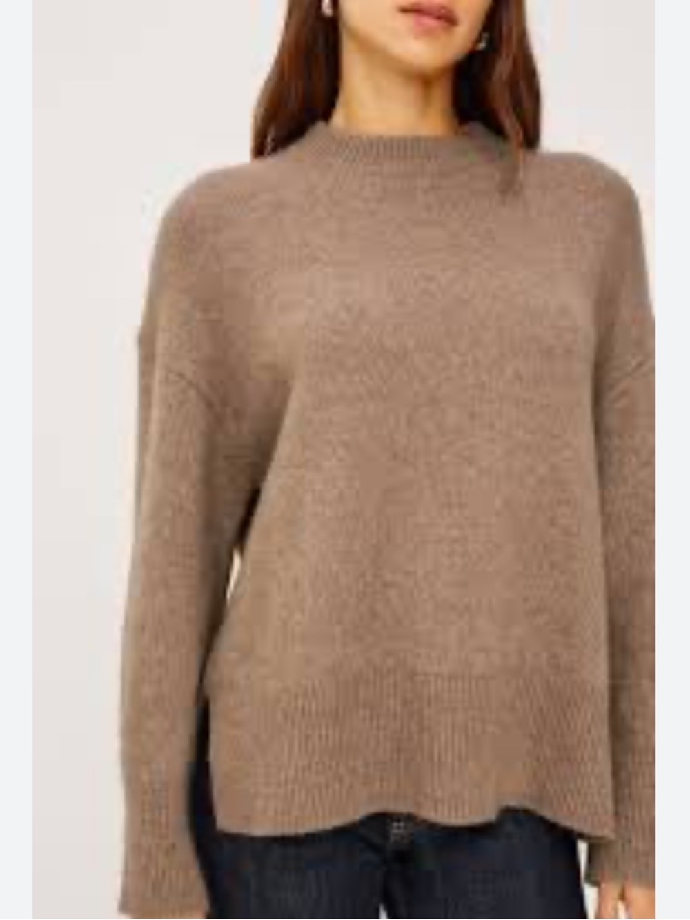 NWT Cozy Mocha Taupe Cash-soft Dolman Sleeve Cropped Boxy Sweater Medium